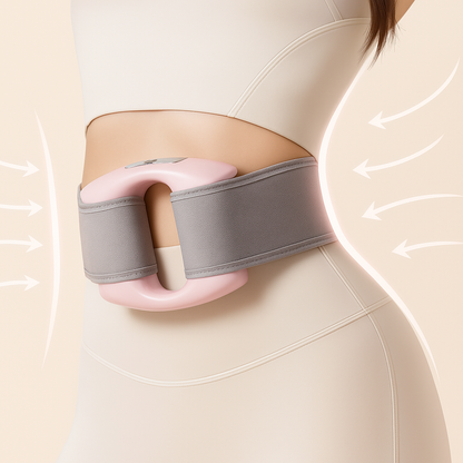 Ceinture de massage abdominale VitaEase – gros plan rose et bleue